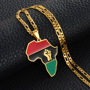 Africa Black Lives Matter Flag Map Necklace