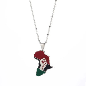 Africa Black Lives Matter Flag Map Necklace