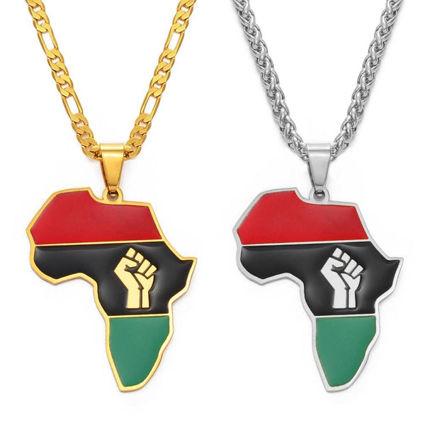 Africa Black Lives Matter Flag Map Necklace