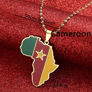 Africa Cameroon Flag Map Necklace