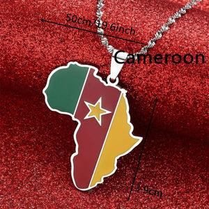 Africa Cameroon Flag Map Necklace