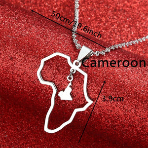 Africa Cameroon Map Necklace