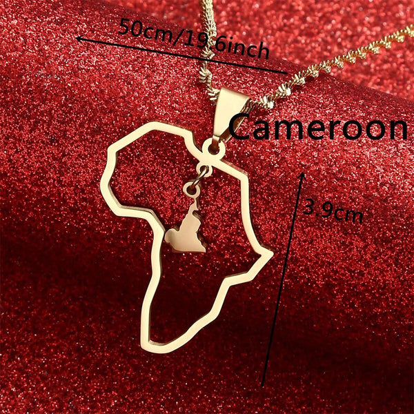 Africa Cameroon Map Necklace