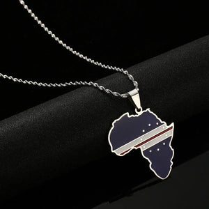 Africa Cape Verde Flag Map Necklace