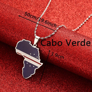 Africa Cape Verde Flag Map Necklace