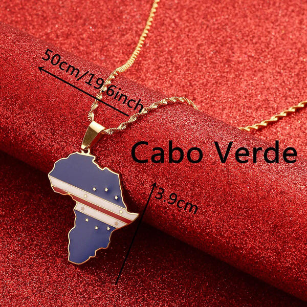 Africa Cape Verde Flag Map Necklace