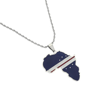 Africa Cape Verde Flag Map Necklace