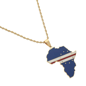 Africa Cape Verde Flag Map Necklace