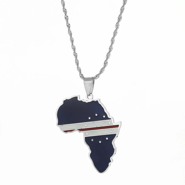 Africa Cape Verde Flag Map Necklace