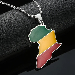 Africa Congo Flag Map Necklace