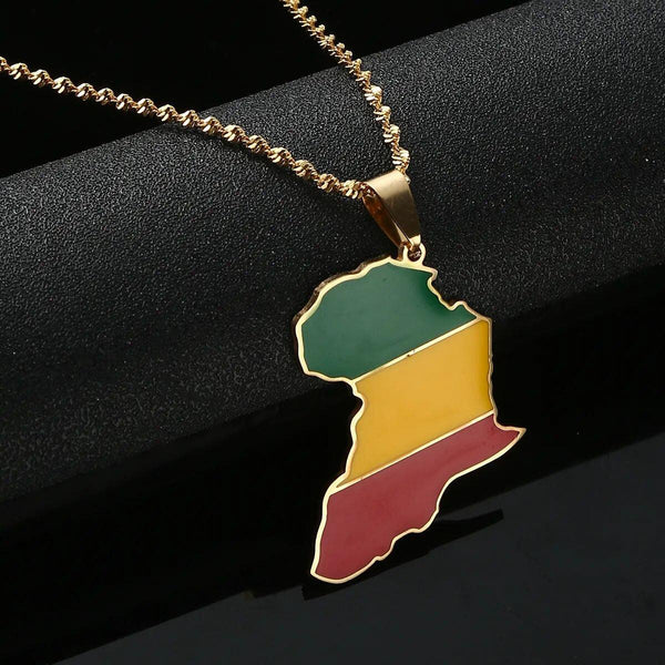 Africa Congo Flag Map Necklace