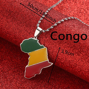 Africa Congo Flag Map Necklace