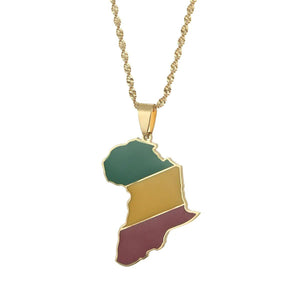 Africa Congo Flag Map Necklace