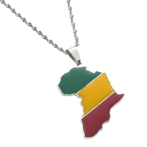 Africa Congo Flag Map Necklace