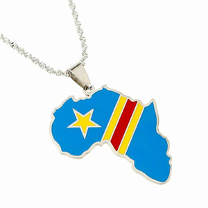 Africa Democratic Republic of the Congo Flag Map Necklace