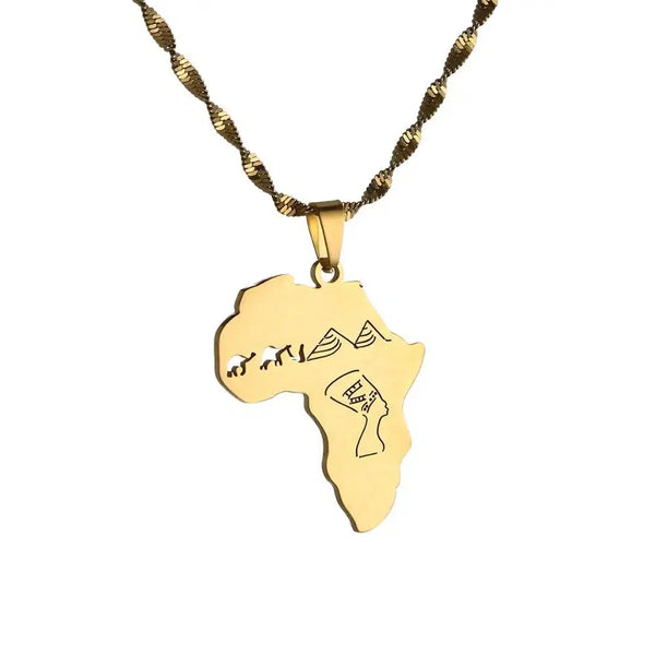 Africa Egypt Map Necklace