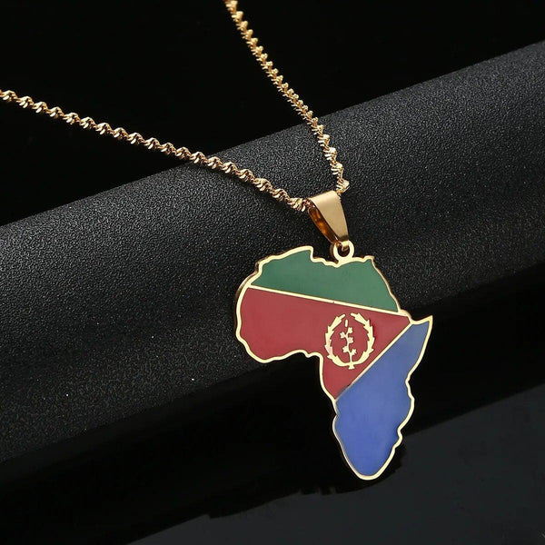 Africa Eritrea Flag Map Necklace