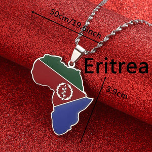 Africa Eritrea Flag Map Necklace