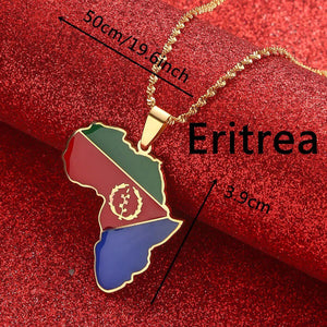 Africa Eritrea Flag Map Necklace