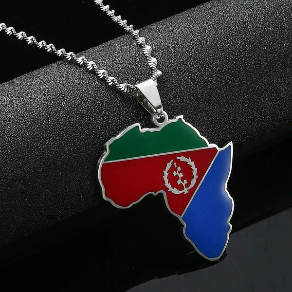 Africa Eritrea Flag Map Necklace