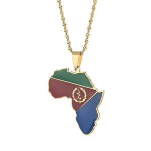 Africa Eritrea Flag Map Necklace