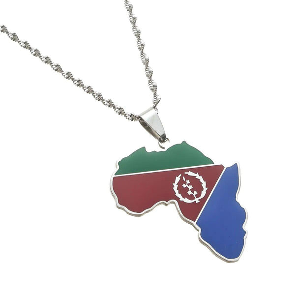 Africa Eritrea Flag Map Necklace