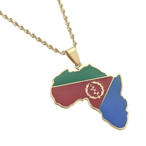 Africa Eritrea Flag Map Necklace