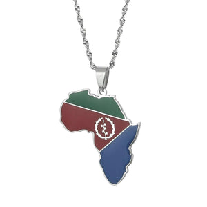 Africa Eritrea Flag Map Necklace