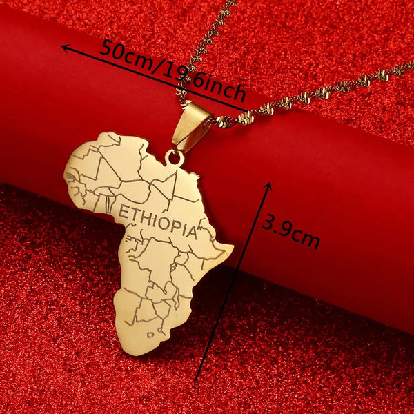 Africa Ethiopia Map Necklace