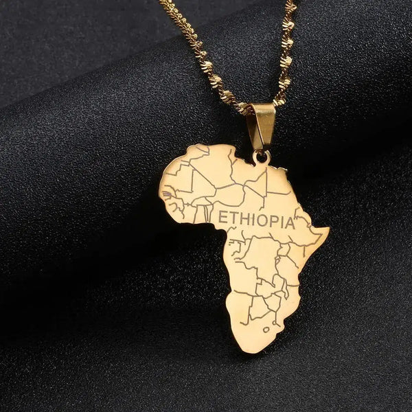 Africa Ethiopia Map Necklace