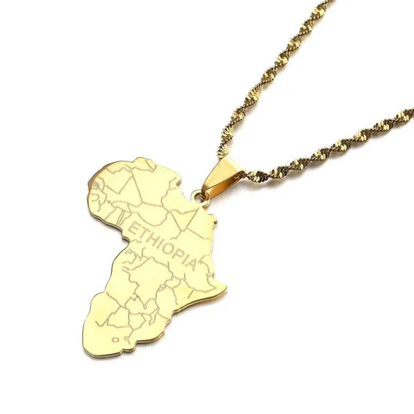 Africa Ethiopia Map Necklace