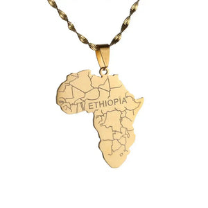 Africa Ethiopia Map Necklace