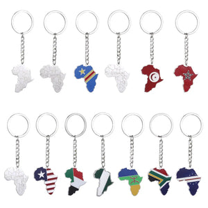 Africa Flag Map Keychain Collection