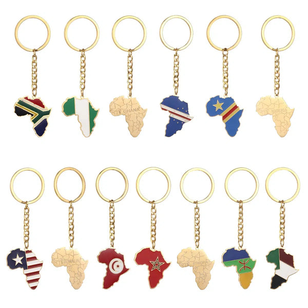 Africa Flag Map Keychain Collection