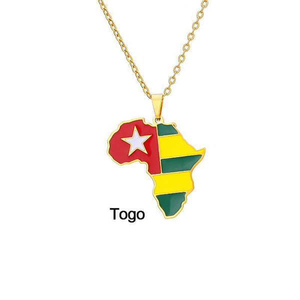 Africa Flag Map Necklace Collection