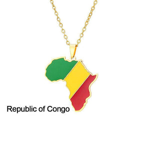 Africa Flag Map Necklace Collection