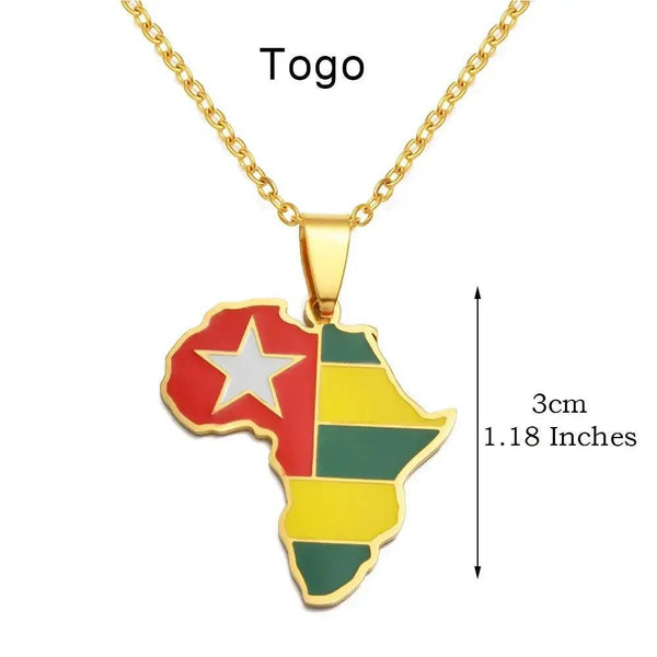Africa Flag Map Necklace Collection