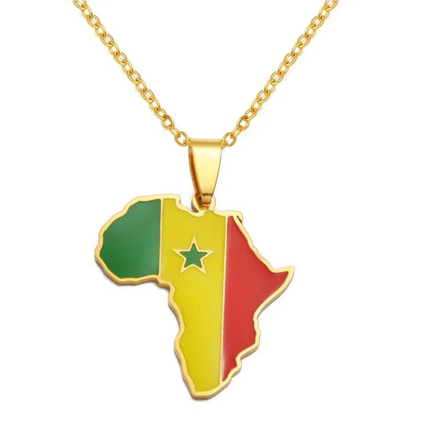 Africa Flag Map Necklace Collection