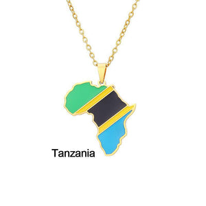 Africa Flag Map Necklace Collection