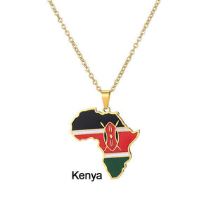 Africa Flag Map Necklace Collection