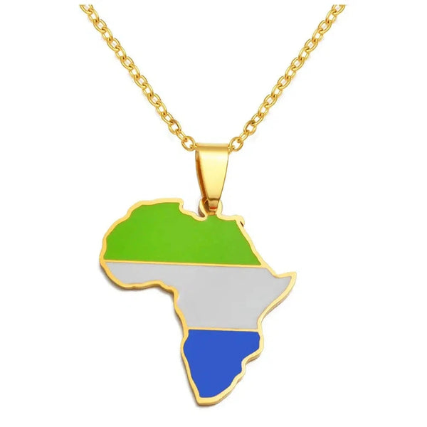 Africa Flag Map Necklace Collection