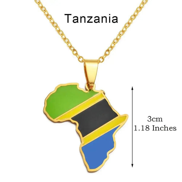 Africa Flag Map Necklace Collection