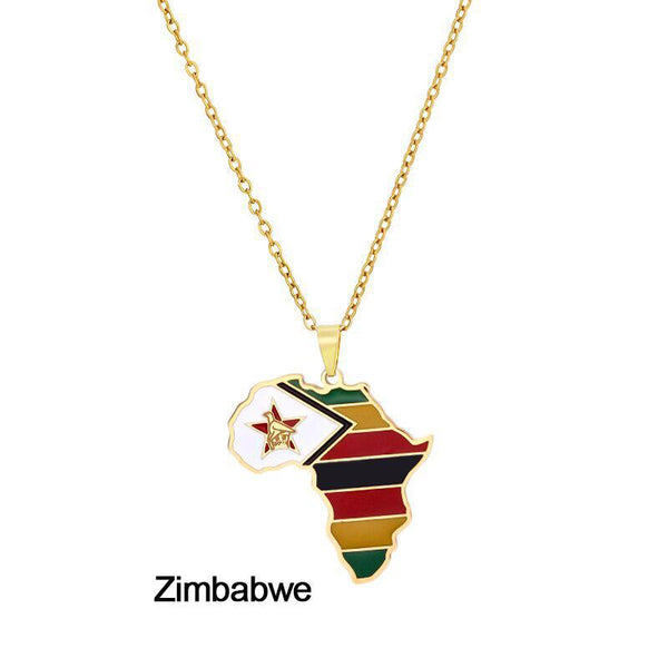 Africa Flag Map Necklace Collection