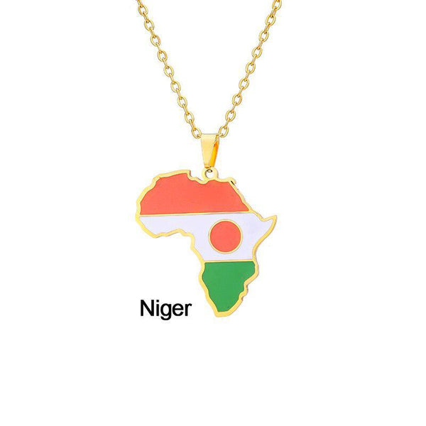 Africa Flag Map Necklace Collection