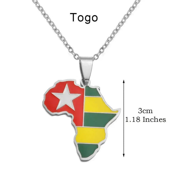 Africa Flag Map Necklace Collection