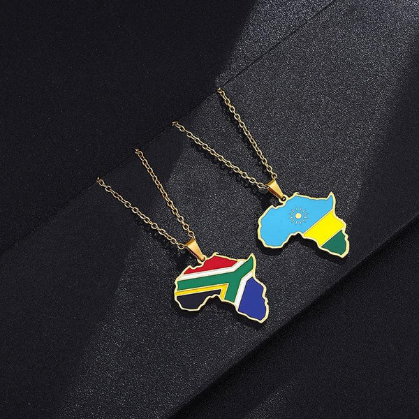 Africa Flag Map Necklace Collection