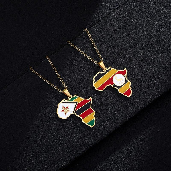 Africa Flag Map Necklace Collection