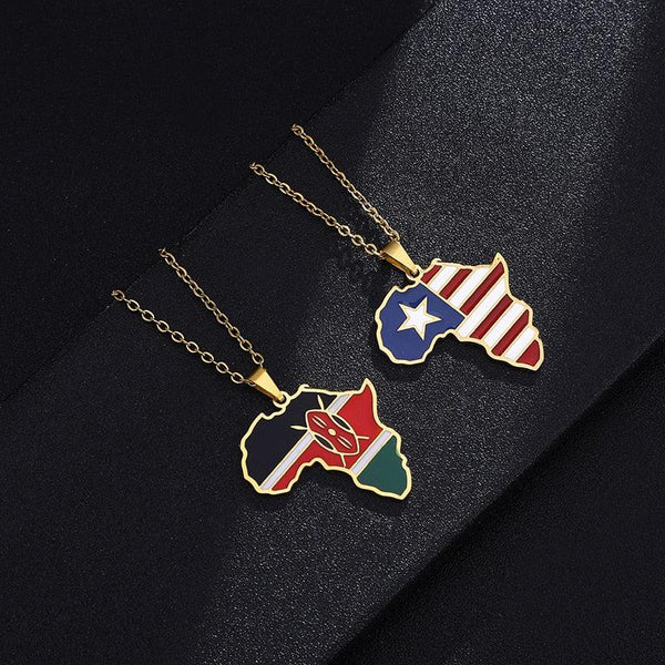 Africa Flag Map Necklace Collection