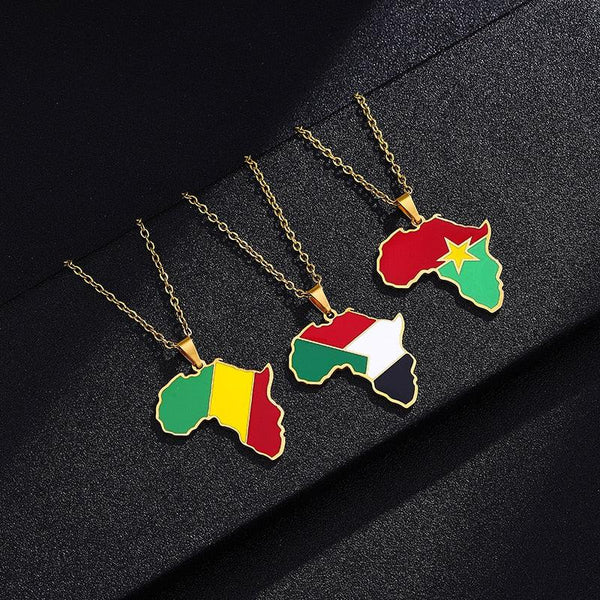 Africa Flag Map Necklace Collection