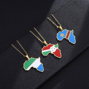 Africa Flag Map Necklace Collection